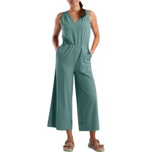 NWT Title Nine Sz S Getaway Round Trip V-Neck Jumpsuit Outdoor UPF50+ Wide Leg